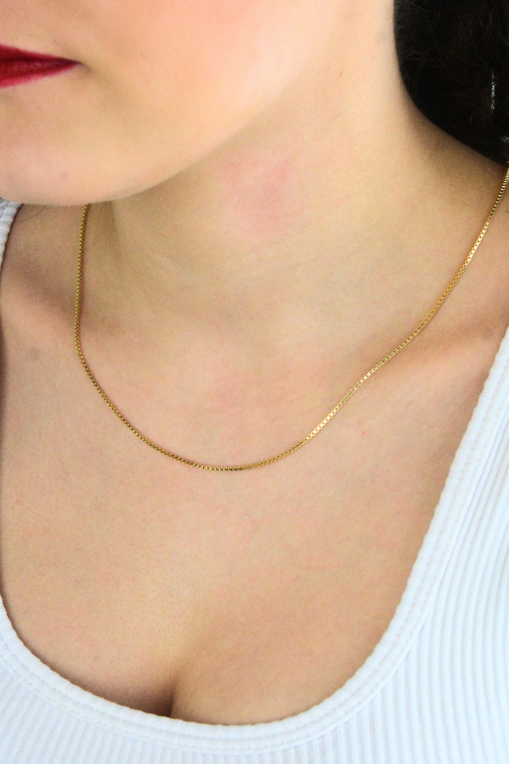 Złoty łańcuszek Kostka 585, 1mm  1.jpg